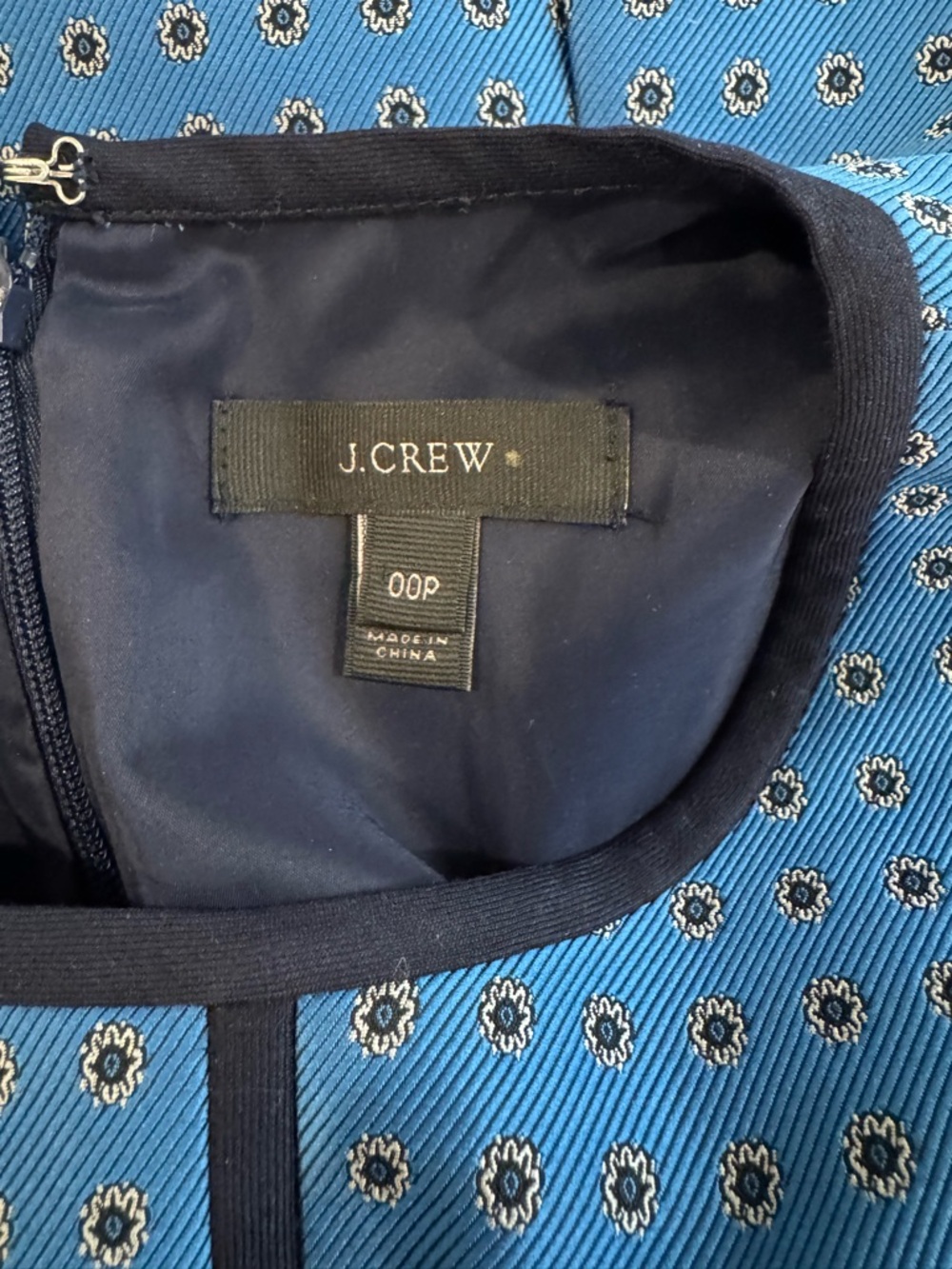 J. Crew Blue Sleeveless Sheath Dress with Black Piping - Picture 6 of 6